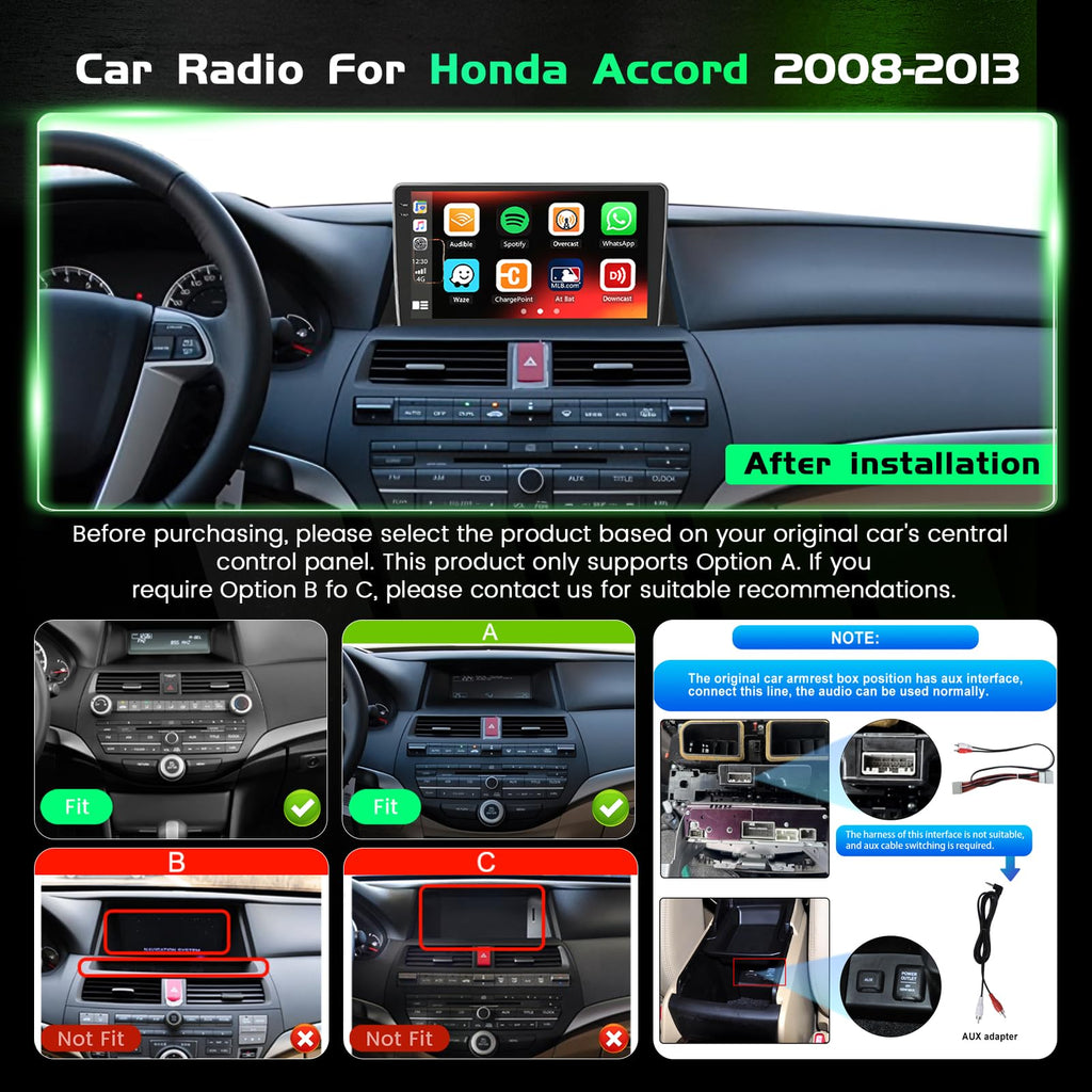 Android 15 Car Stereo for Honda Accord 2008-2013 10" In-Cell TouchScreen
