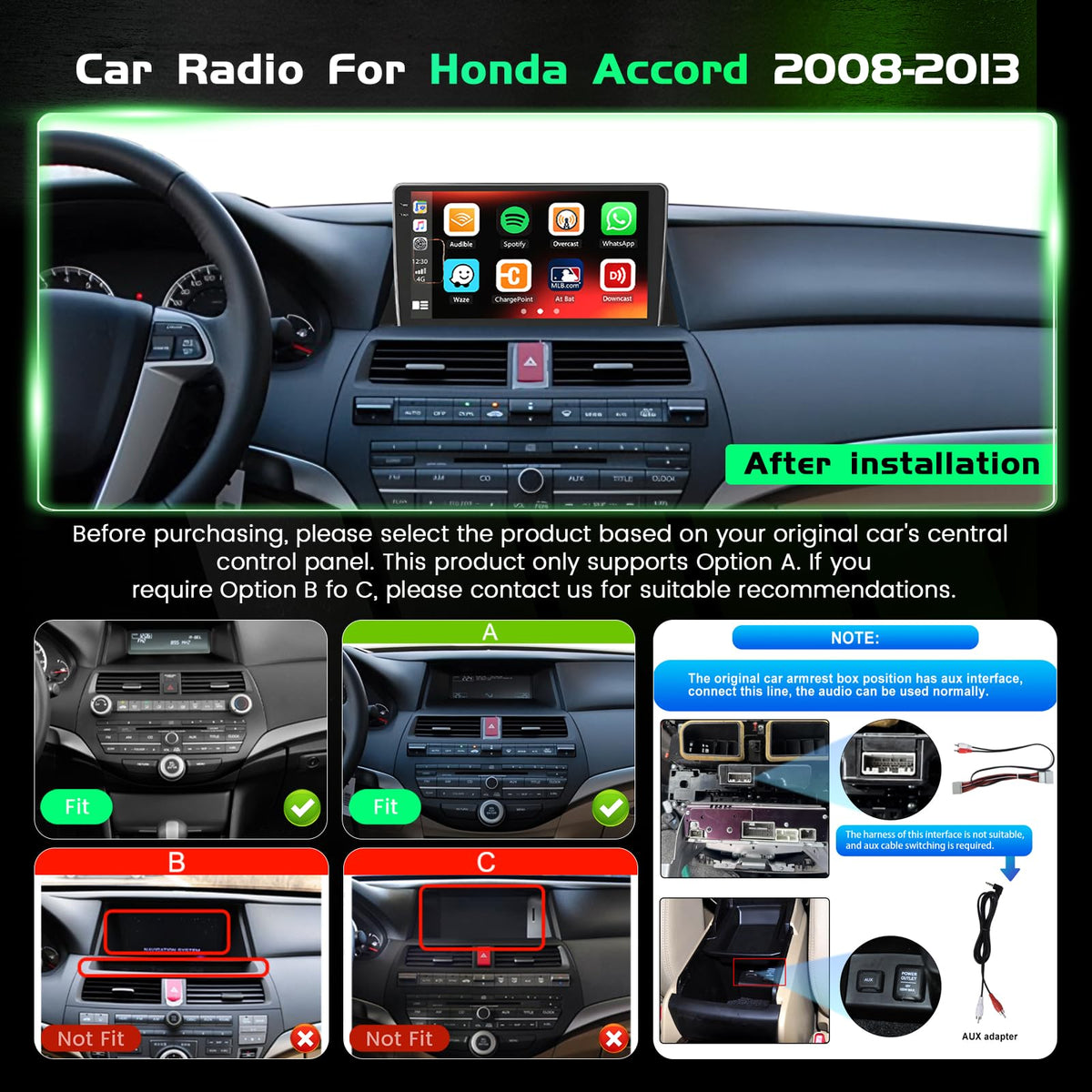 Android 15 Car Stereo for Honda Accord 2008-2013 10" In-Cell TouchScreen