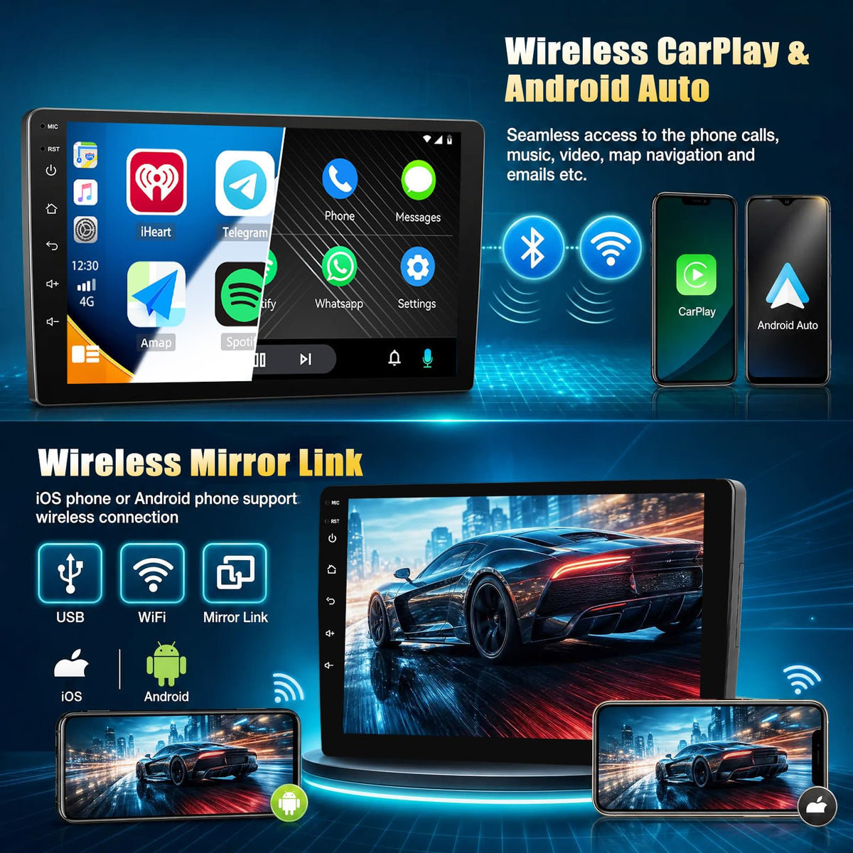 8 Core 6+128G Android Car Radio for Dodge Grand Caravan 2011-2020 Chrysler Town & Country 2011-2016 Grand Voyager 2011-2015 CarPlay Android Auto 1080P Backup Camera 9” Touchscreen WiFi GPS Bluetooth