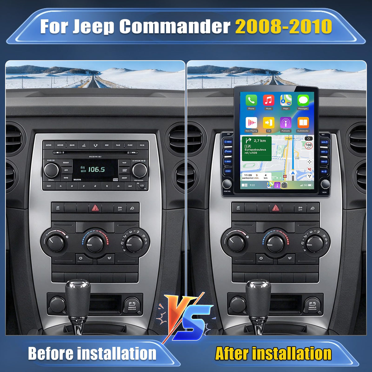 9.7 Inch Upgrade Car Radio for Jeep Commander 2008 2009 2010 2011, 2G+32G