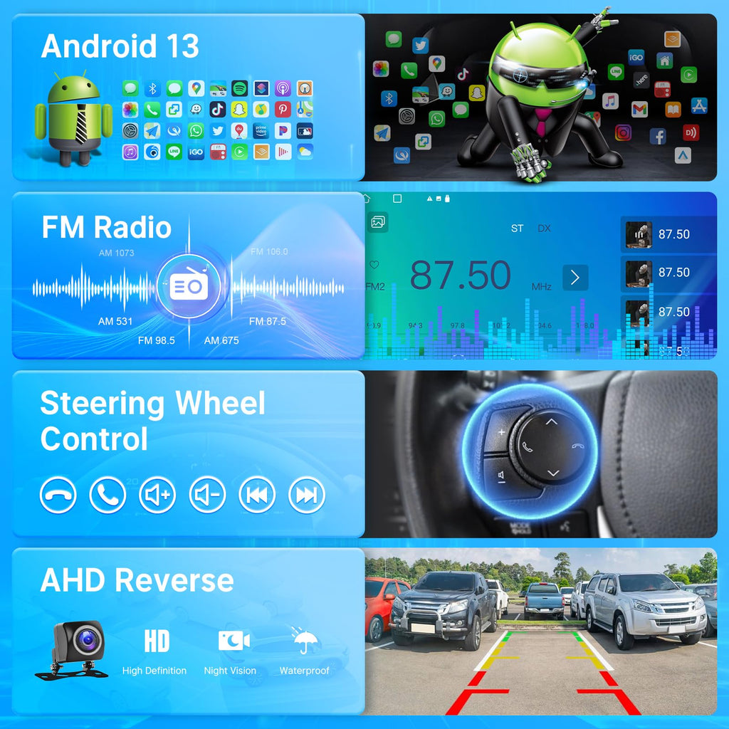 13.1" 2K Car Radio for Chevy Silverado 2007-2013 Tahoe GMC Sierra Yukon Wireless CarPlay Android Auto, Touch Screen Stereo with GPS Navigation 5G WiFi FM Bluetooth SWC+Backup Camera