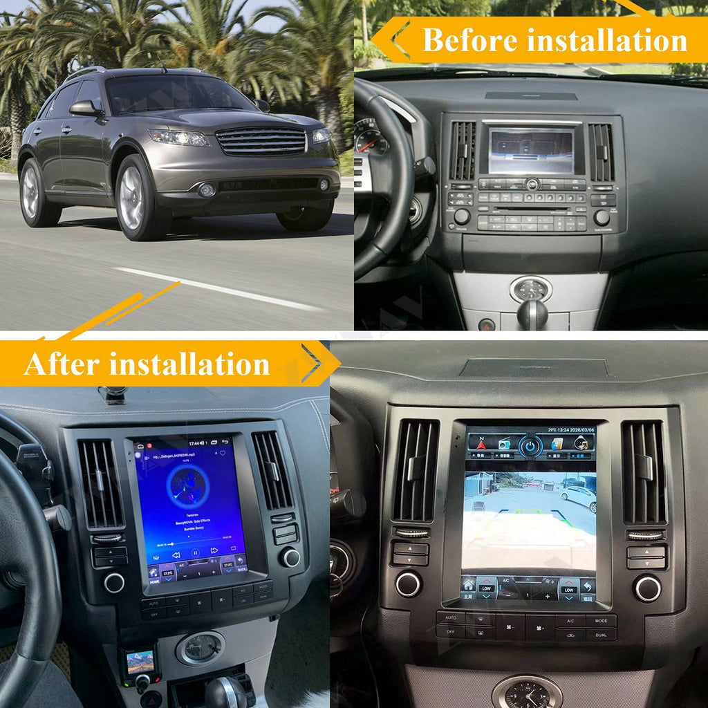 Android Touch Screen Android Radio for Infiniti FX FX35 FX45 2003 2004 2005 2006 Car Stereo Replace Head Unit GPS Navigation Video Multimedia Player Carplay (2003-2006, 4GB+64GB)