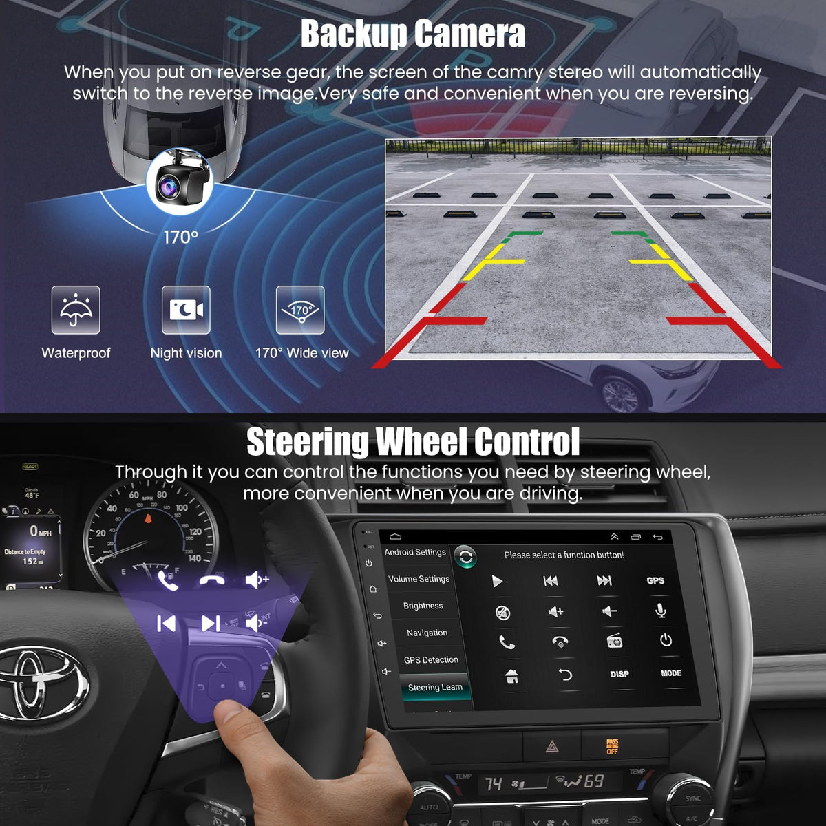 (8Core + 64GB) QLED Touch Screen Car Radio for Toyota Camry 2015-2017
