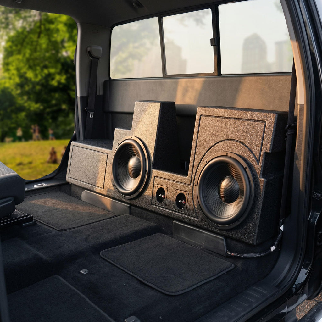 Q Power Dual 12" Behind-Seat Ported Subwoofer Box for Ford Super Duty