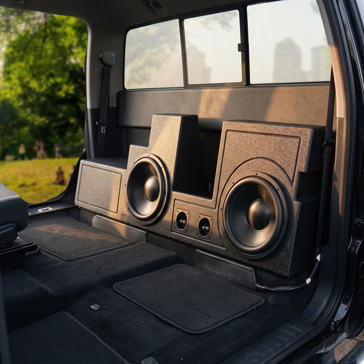 Q Power Dual 12" Behind-Seat Ported Subwoofer Box for Ford Super Duty