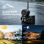 360° Adjustable Magnetic Solar Wireless Backup Camera System – 7" 1080P Touchscreen, DVR Recording, IP69K Waterproof, Auto-Sleep & Night Vision for RV, Truck, Trailer, SUV & Camper, ART2