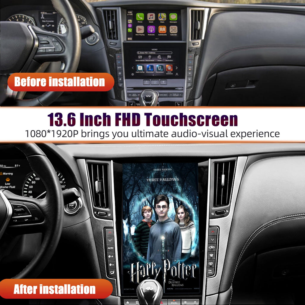 AuCar Mark 7 Android 13 Car Radio Head Unit for Infiniti Q50 Q50S Q60 Q60S 2020-2022, 13.6 Inch Car Multimedia Stereo Video Player GPS Navigation, Wireless Carplay & Android Auto, 8+256GB