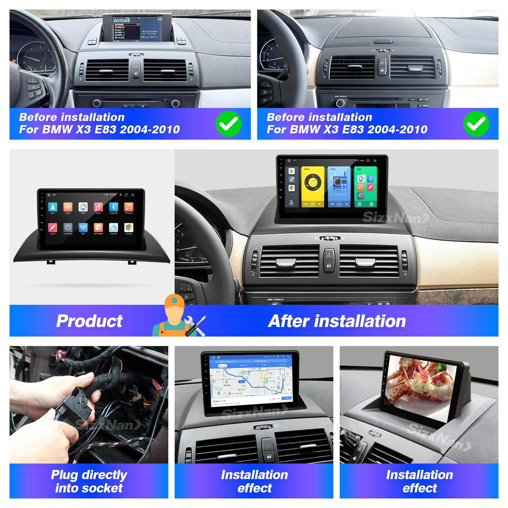 for BMW X3 E83 2004-2010 Radio Stereo Wireless Carplay Auto
