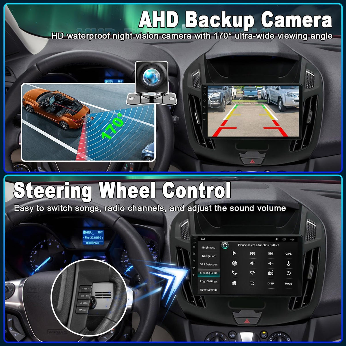 Android 13 Car Stereo Radio for Ford Transit/Tourneo Connect 2014-2018 9 Touch Screen Car Radio with Carplay Android Auto GPS Navigation AHD SWC Backup Camera, 2+32G (9 Inch)