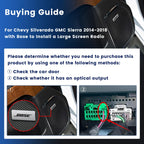 Audio System Adapter Optic Fiber Box for Chevy Silverado GMC Sierra 2014-2018 Original with Bose, Supplementary Wiring Harness for 10Inch, 13.1Inch, 12.1Inch Aftermarket Silverado Radio