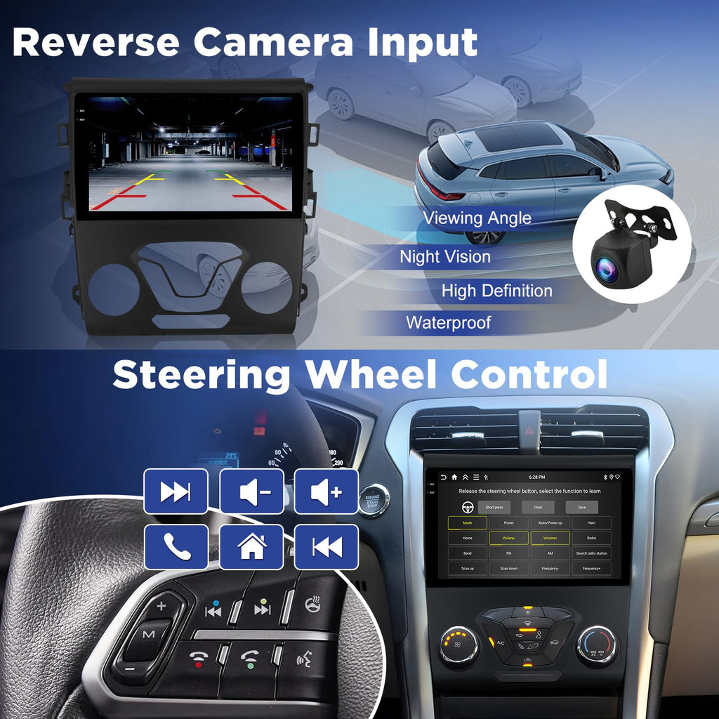 [4+128G] for Ford Fusion Mondeo Upgrade Radio 2013-2019: NHOPEEW 9 inch Android IPS Incell Touchscreen Mondeo Stereo - Wireless Carplay and Android Auto, 5G/WiFi, GPS, Custom Homepage + Backup Camera