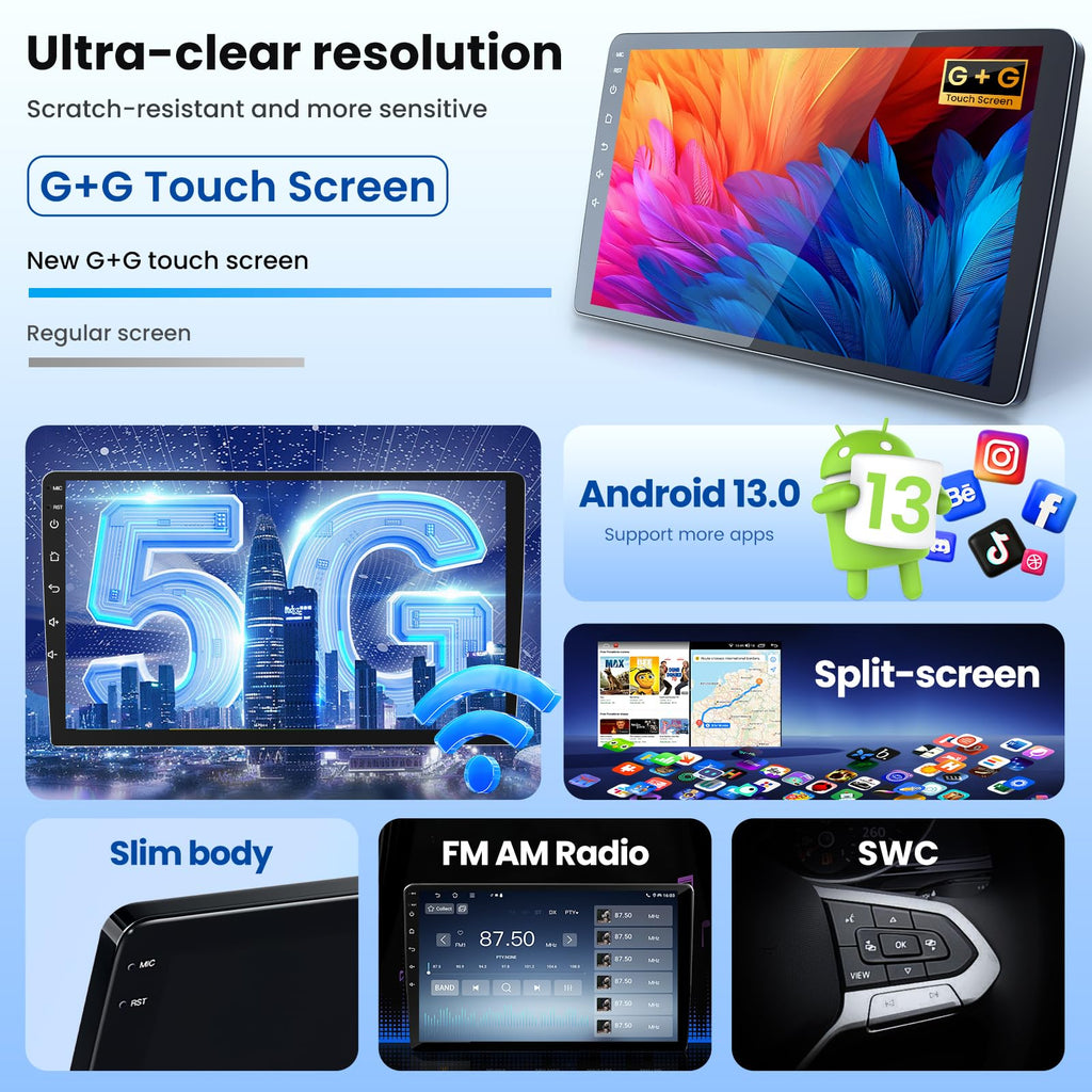 8Core Car Radio for Jeep Grand Cherokee 2011 2012 2013 : Upgrade 1280 * 800 HD Touch Screen Stereo Wireless Carplay Android Auto 5GWiFi FM/AM/RDS EQ GPS SWC Split Screen Backup Camera
