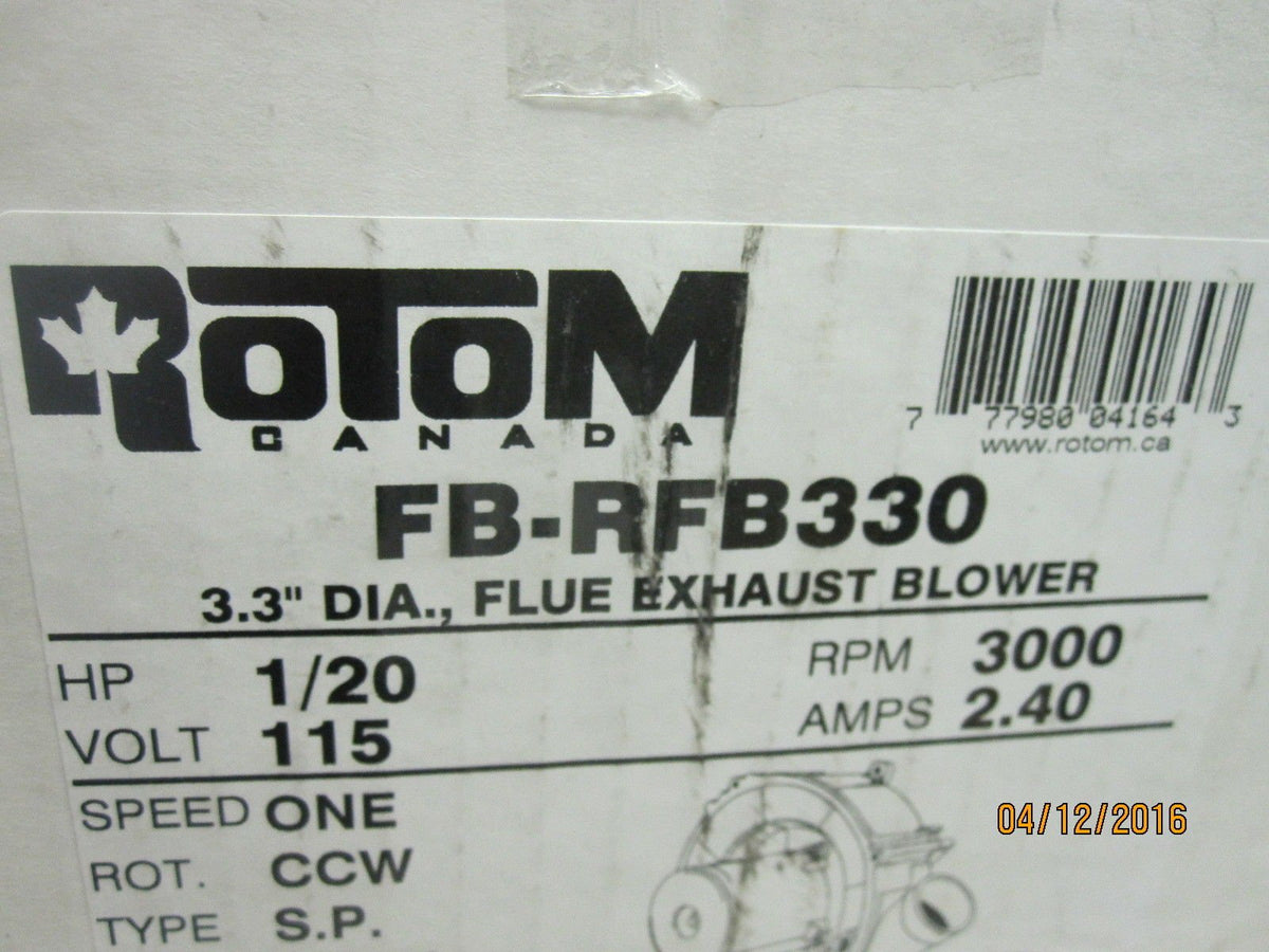 Intercity Furnace Flue Exhaust Venter Blower 115V - 330701-701, 329148-70,11013915 Rotom FB-RFB330