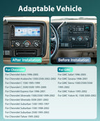 Car Stereo Radio for Chevrolet Silverado Suburban Tahoe Astro GMC Sierra Yukon Safari Savana 6.86 Inch IPS Touchscreen Android 15 4GB+64GB Wireless Carplay Android Auto GPS BT FM RDS Split Screen