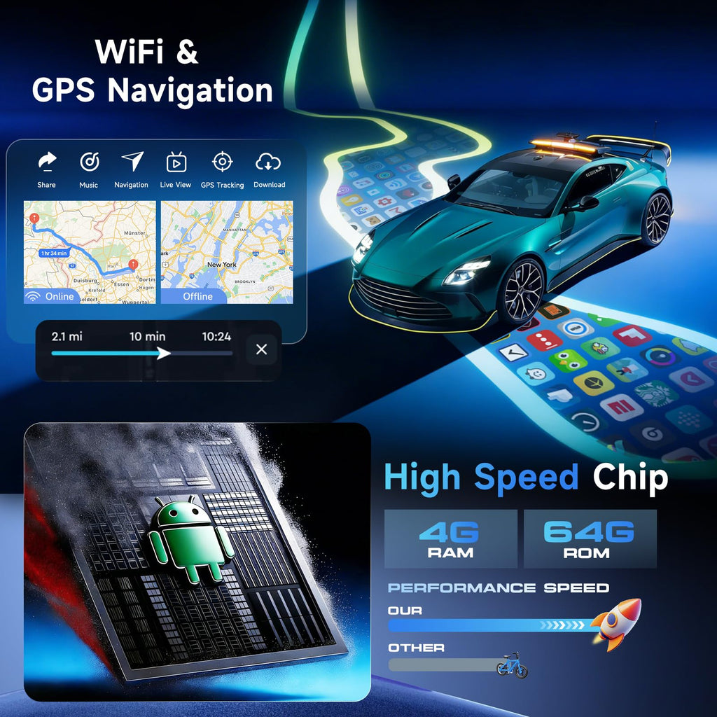 4G+64G Car Radio for Toyota Sequoia 2005-2007, 9 Inch IPS Touch Screen Radio GPS with Wireless Carplay& Android Auto 2 Din Car Radio Bluetooth DSP, WiFi, FM RDS, Type-c, Color Button Light+ Camera