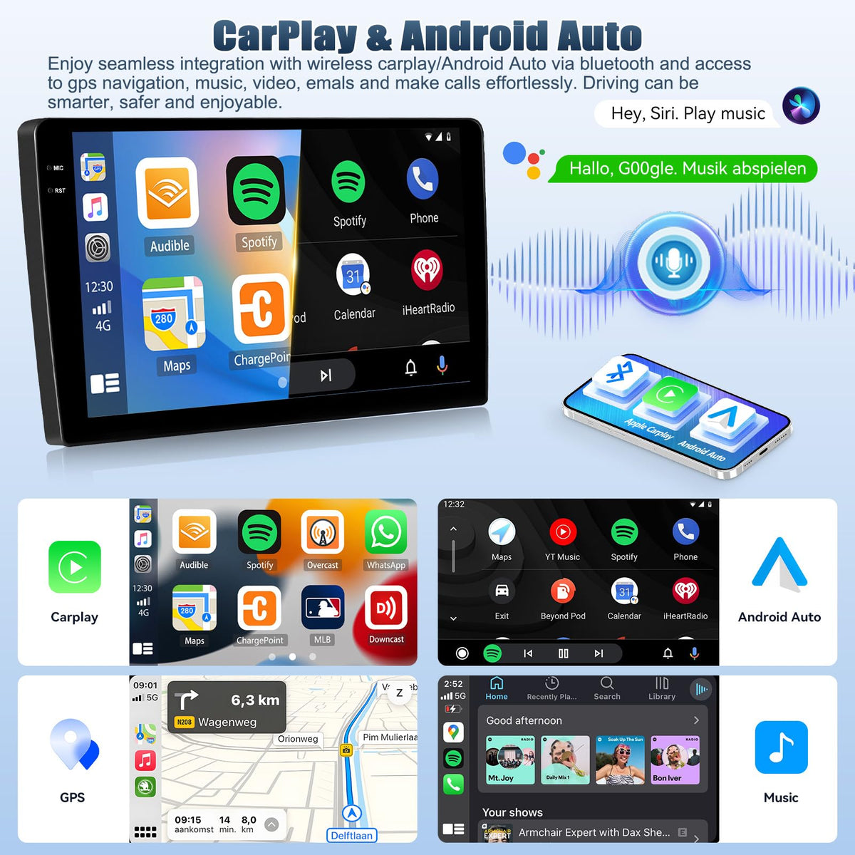 4G+128G Android 15 Car Radio for Hyundai Tucson 2016 2017 2018 with GPS