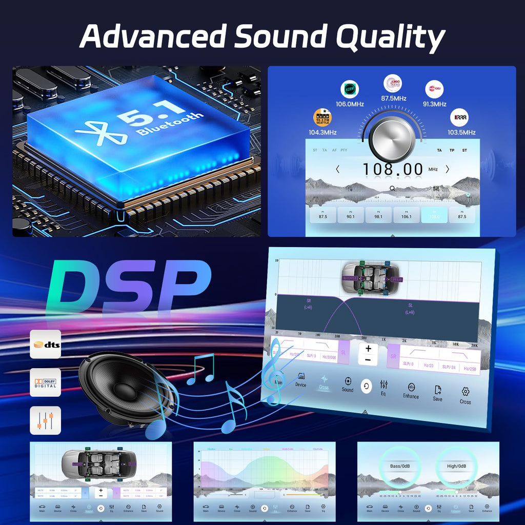 [8 Core 4+64] Android 13 Car Stereo for Toyota Camry 2012 2013 2014-10 inch IPS Touchscreen Radio with Carplay & Android Auto - 4G SIM Card/DSP 32EQ / FM AM RDS/Bluetooth 5.1 + AHD Backup Camera