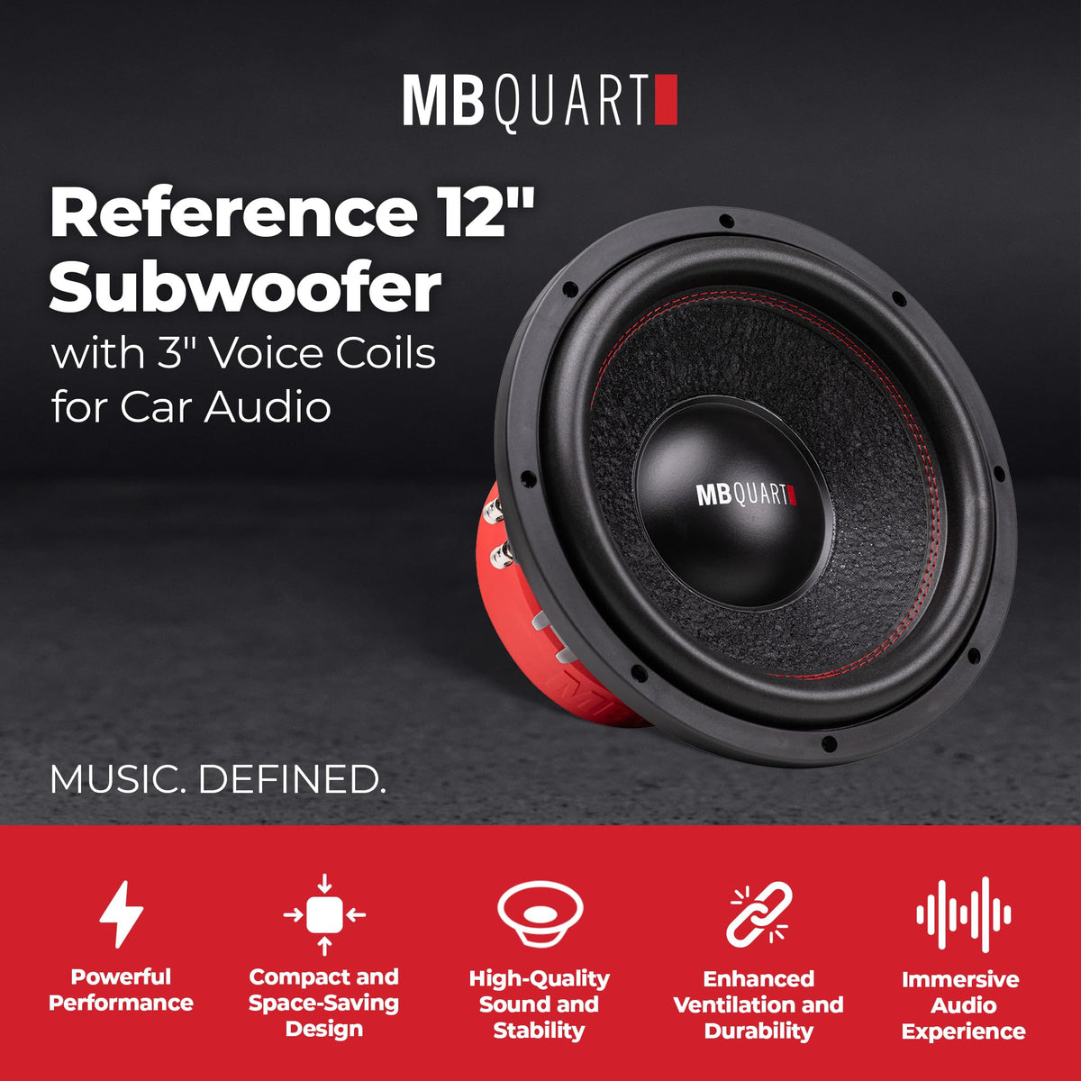 MB Quart Reference 12 Inch 2000W 4 Ohm DVC Car Audio Subwoofer