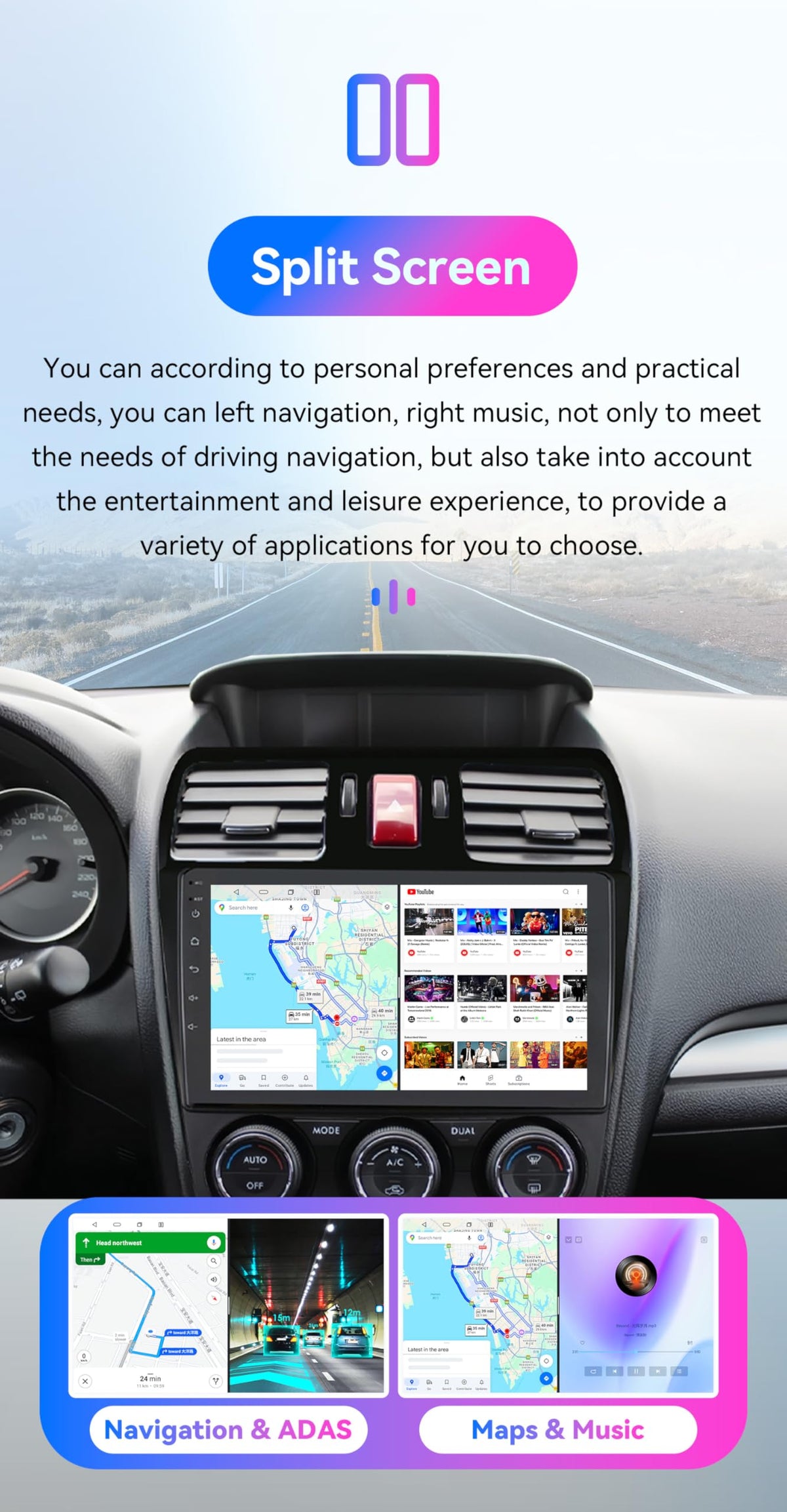 Android 14 Car Stereo Upgrade for Subaru Forester MK4 lmpreza XV Crosstrek, 8Core 4+64GB GPS Navigation with 9inch QLEDTouchscreen Wireless Carplay Android Auto SWC EQ USB Bluetooth 5.4