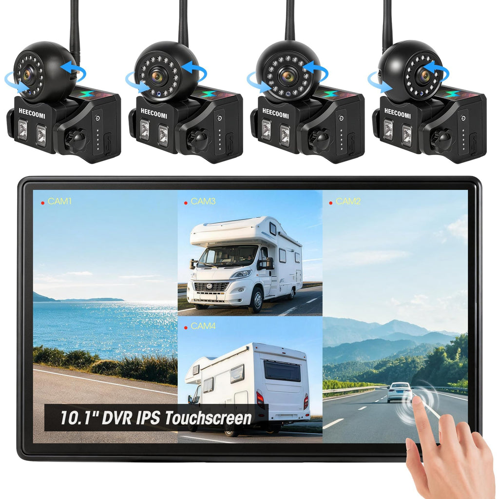 360° Adjustable Magnetic Solar Wireless Backup Camera System – 7" 1080P Touchscreen, DVR Recording, IP69K Waterproof, Auto-Sleep & Night Vision for RV, Truck, Trailer, SUV & Camper, ART2