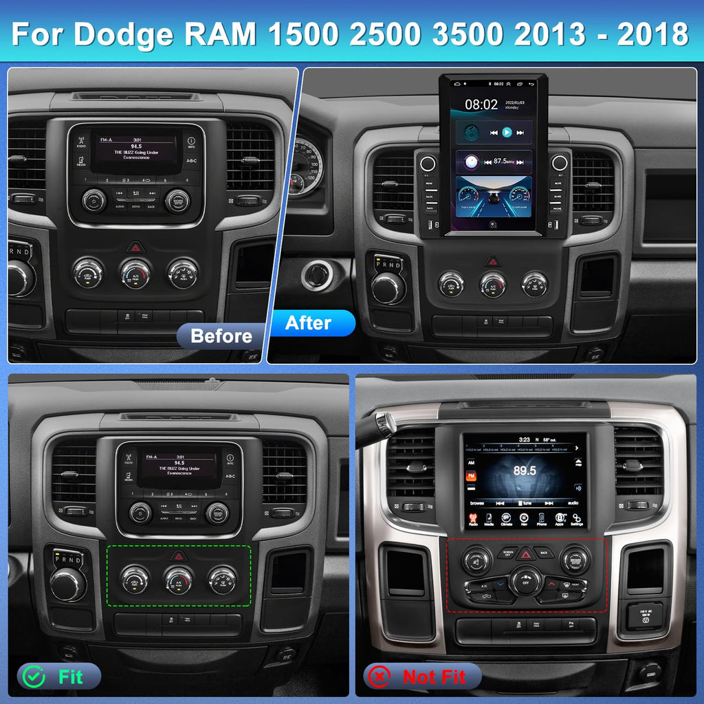 2+64G Car Radio for Dodge RAM 1500/2500/3500 2013 2014 2015 2016 2017 2018