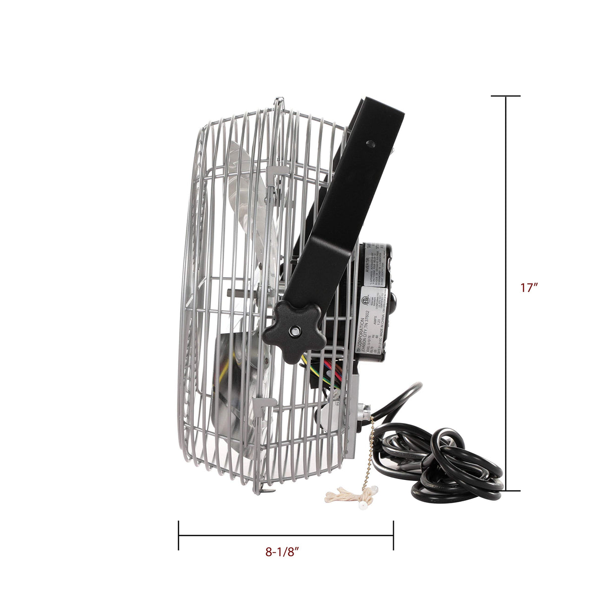 TPI Corporation U12-TE Industrial Wall Mount Ceiling Fan — 3 Speed Single Phase Commercial Fan for Workstation — 12” Hanging Metal Fan — 120v, Gray