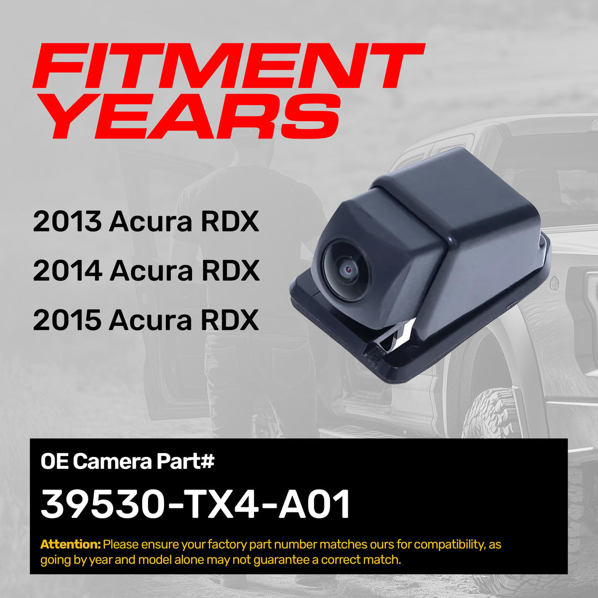 Master Tailgaters Replacement for Acura RDX (2013-2015) Backup Camera OE Part # 39530-TX4-A01