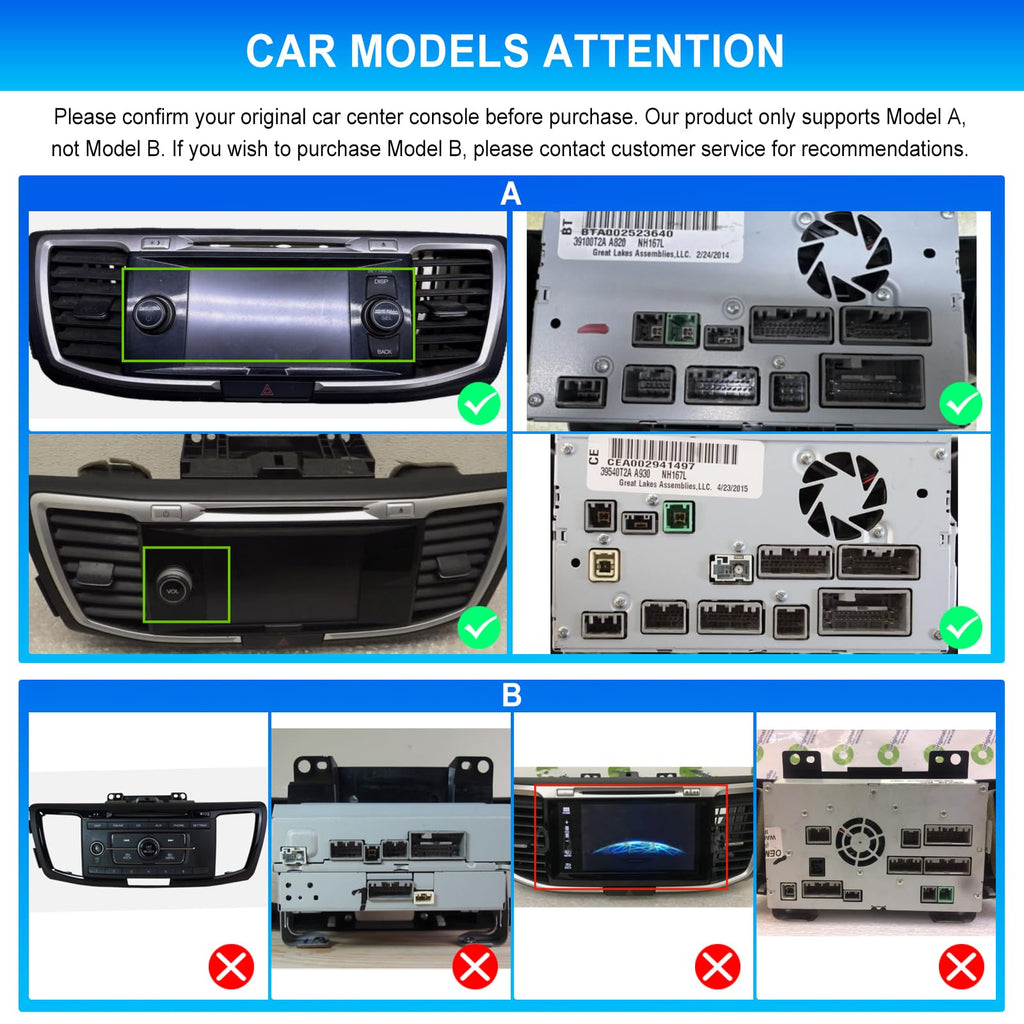 4G+64G Car Radio for Honda Accord 9th 2013 2014 2015 EX-L (with Knob) with Wireless CarPlay Android Auto Android 15 Car Stereo with 10" 1280 * 720 Touchscreen, Bluetooth 5.0, 32EQ, GPS, Backup Camera