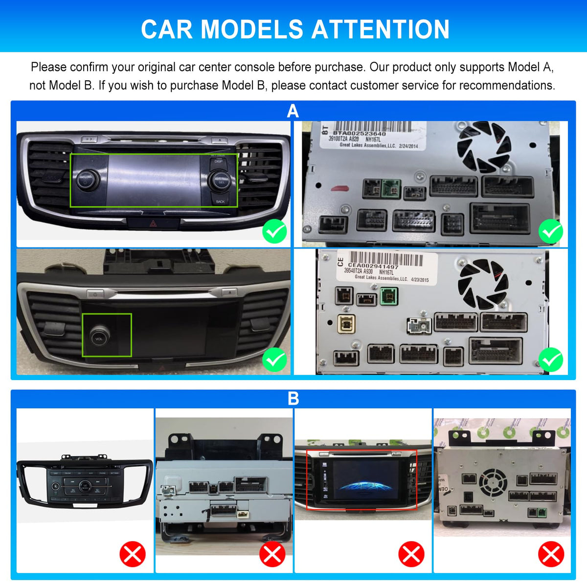 4G+64G Car Radio for Honda Accord 9th 2013 2014 2015 EX-L (with Knob) with Wireless CarPlay Android Auto Android 15 Car Stereo with 10" 1280 * 720 Touchscreen, Bluetooth 5.0, 32EQ, GPS, Backup Camera