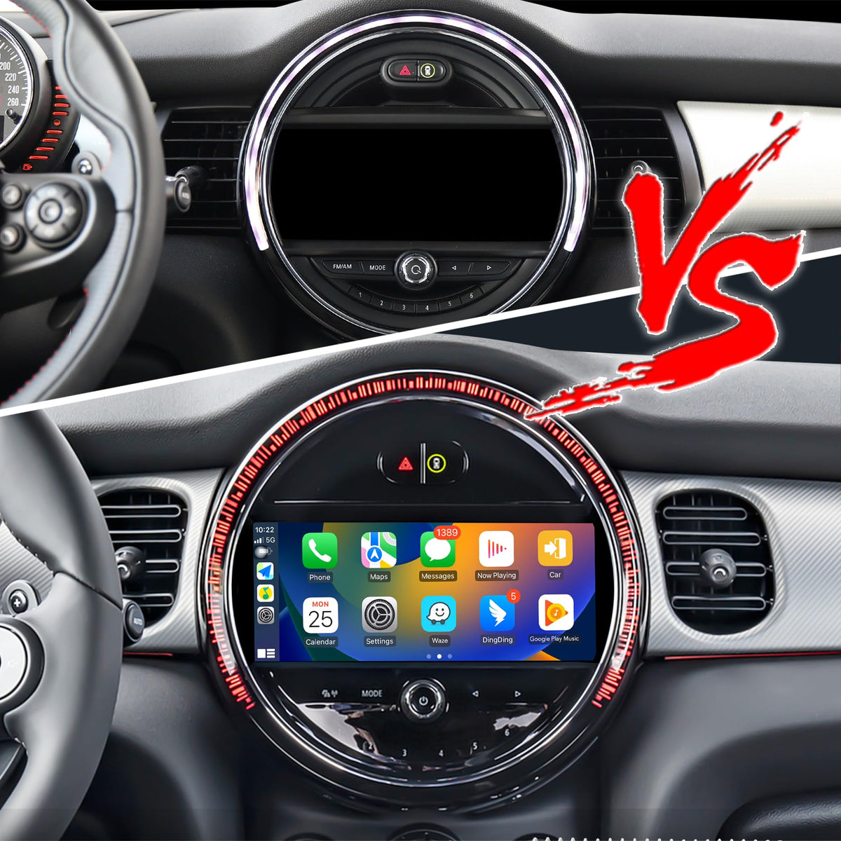 Wireless CarPlay & Android Auto Retrofit for Mini Cooper F54 F55 F56 F57 F60 (2013-2024) | Multimedia Video Box with Full Screen Mirroring, YouTube, Netflix | 64GB Storage, Rear Camera Input