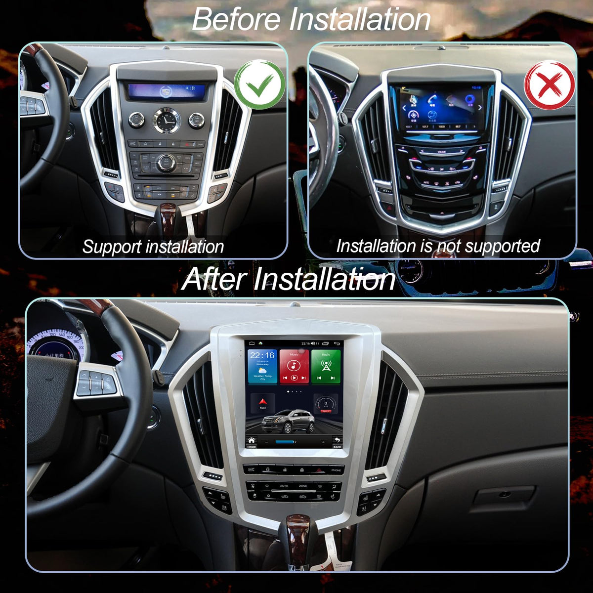 Android 14 Radio for Cadillac SRX 2009-2012, 9.7" Tesla Style Touchscreen
