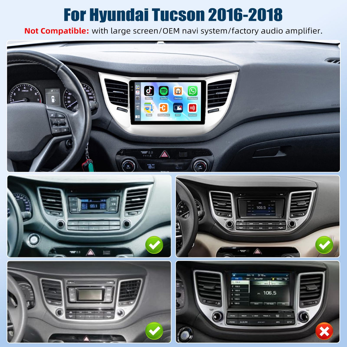 4G+128G Android 15 Car Radio for Hyundai Tucson 2016 2017 2018 with GPS