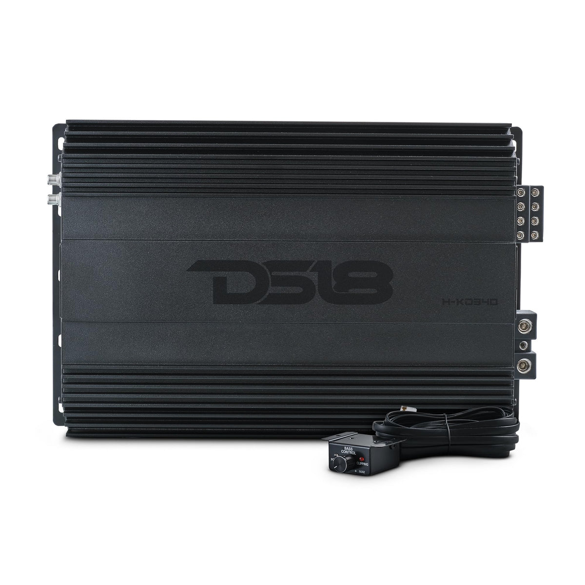 DS18 Hooligan H-KO340 KO 4-Channel Amplifier Full Range Class D 4 x 300 Watts RMS @ 4-Ohm, Competition-Level Performance, Made in Korea, Remote Level Control Included (Renewed)