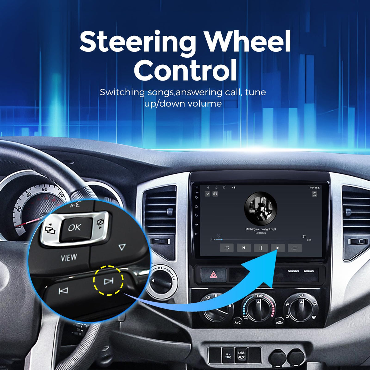 4+32GB 8 Core 1280x720 Car Radio Stereo for Toyota Tacoma 2005-2015 Android 14 Upgrade Head Unit with Wireless/Wired Carplay&Android Auto/GPS Navi/5G WiFi, for JBL & No JBL