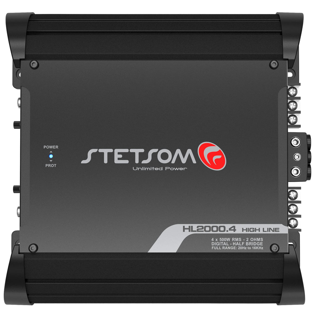 Stetsom HL 2000.4 2 Ohms Multichannel Car Audio Amplifier HL2000.4 2K Watts RMS 4 Channel 2Ω Stable Full Range HD Sound Quality Car Stereo MD Crossover HPF LPF Bass Boost Front Rear Bridge Speakers