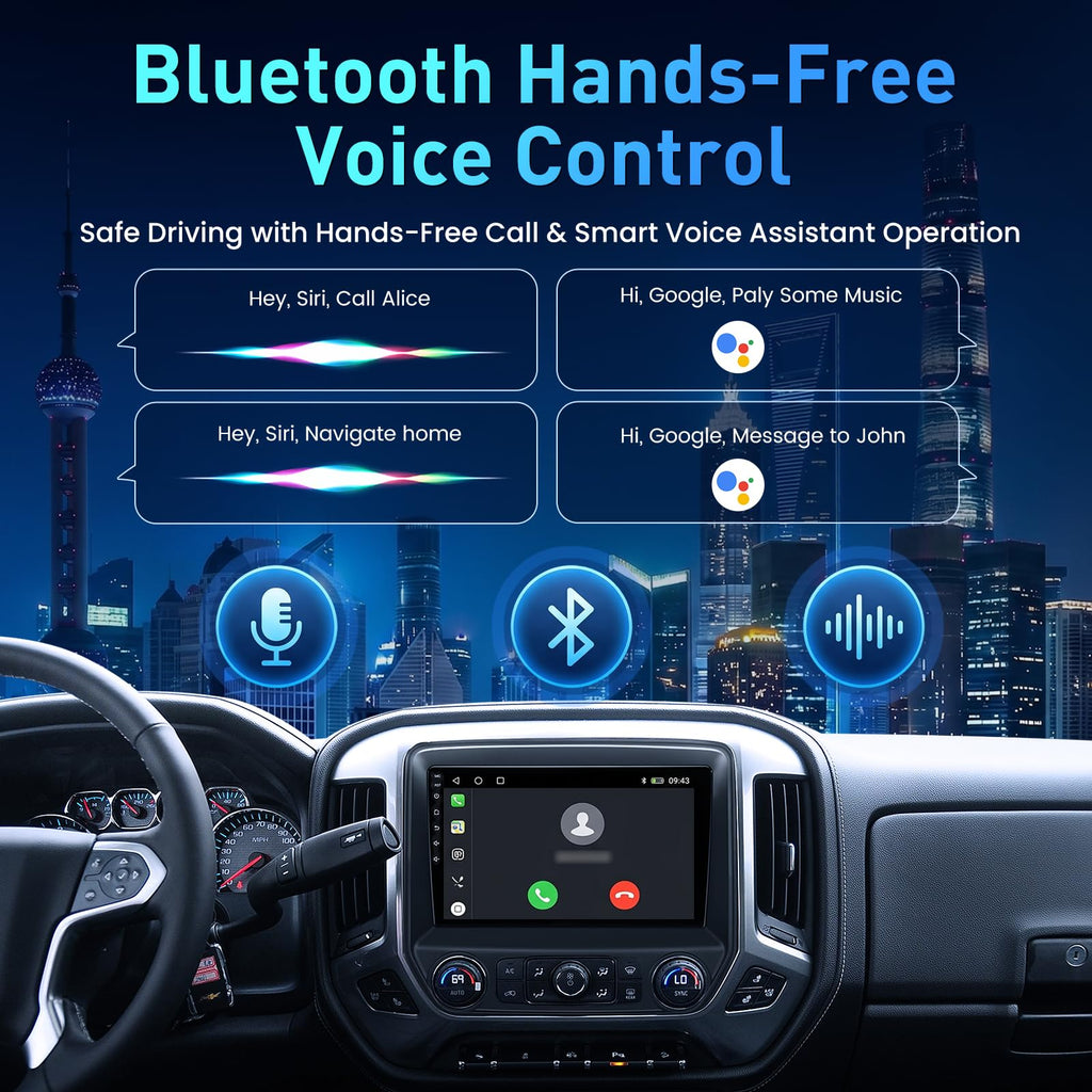 8Core 64ROM Android 15 QLED Screen for 2014-2018 GMC Sierra Chevy Silverado