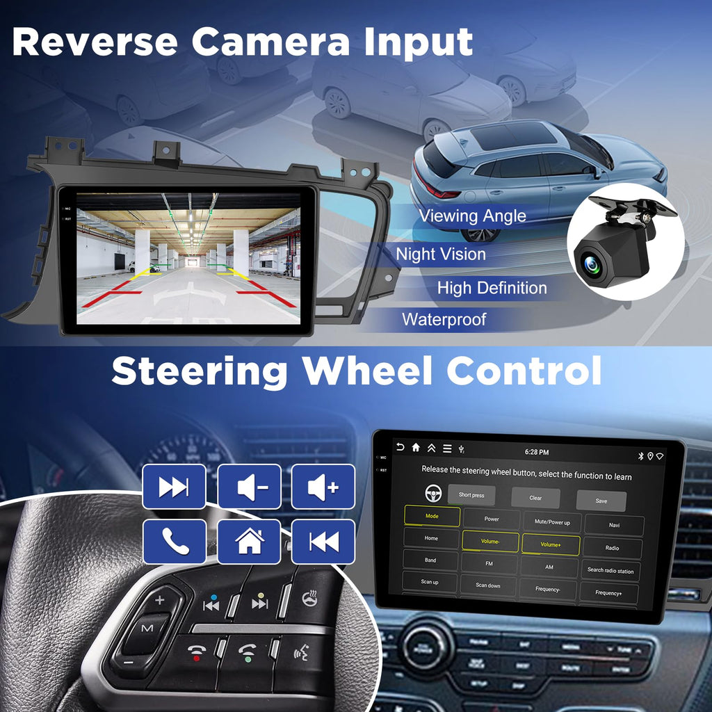 [4+128G] NHOPEEW Upgrade Radio for Kia Optima K5 2010-2013: 9 inch Incell Touchscreen Android Optima Stereo - Wireless Carplay & Android Auto, 5G/WiFi, GPS, Custom Homepage, BT 5.0 + Backup Camera