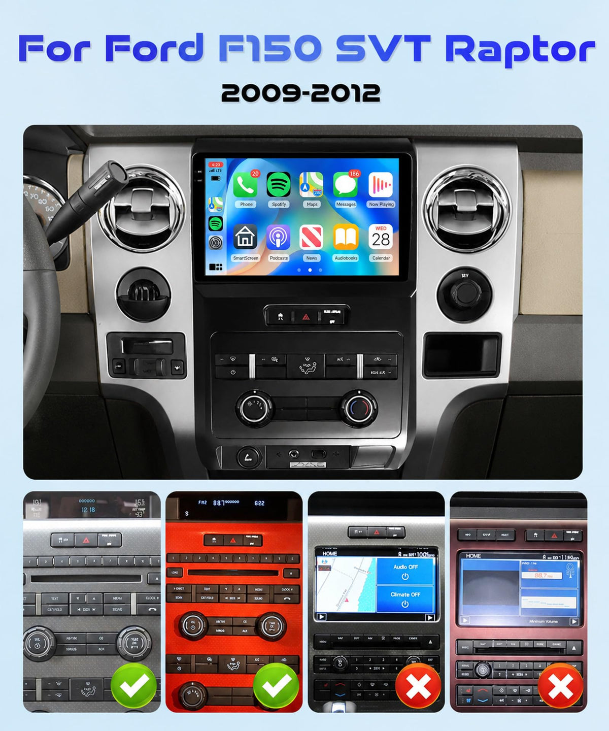 Rimoody 4G+64G Car Stereo Radio for Ford F150 SVT Raptor 2009-2012