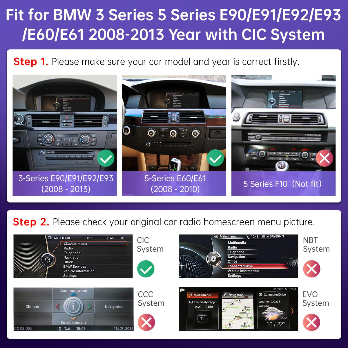 Road Top 8.9" CarPlay Screen for BMW 3/5 Series E90 E91 E92 E93 with CIC
