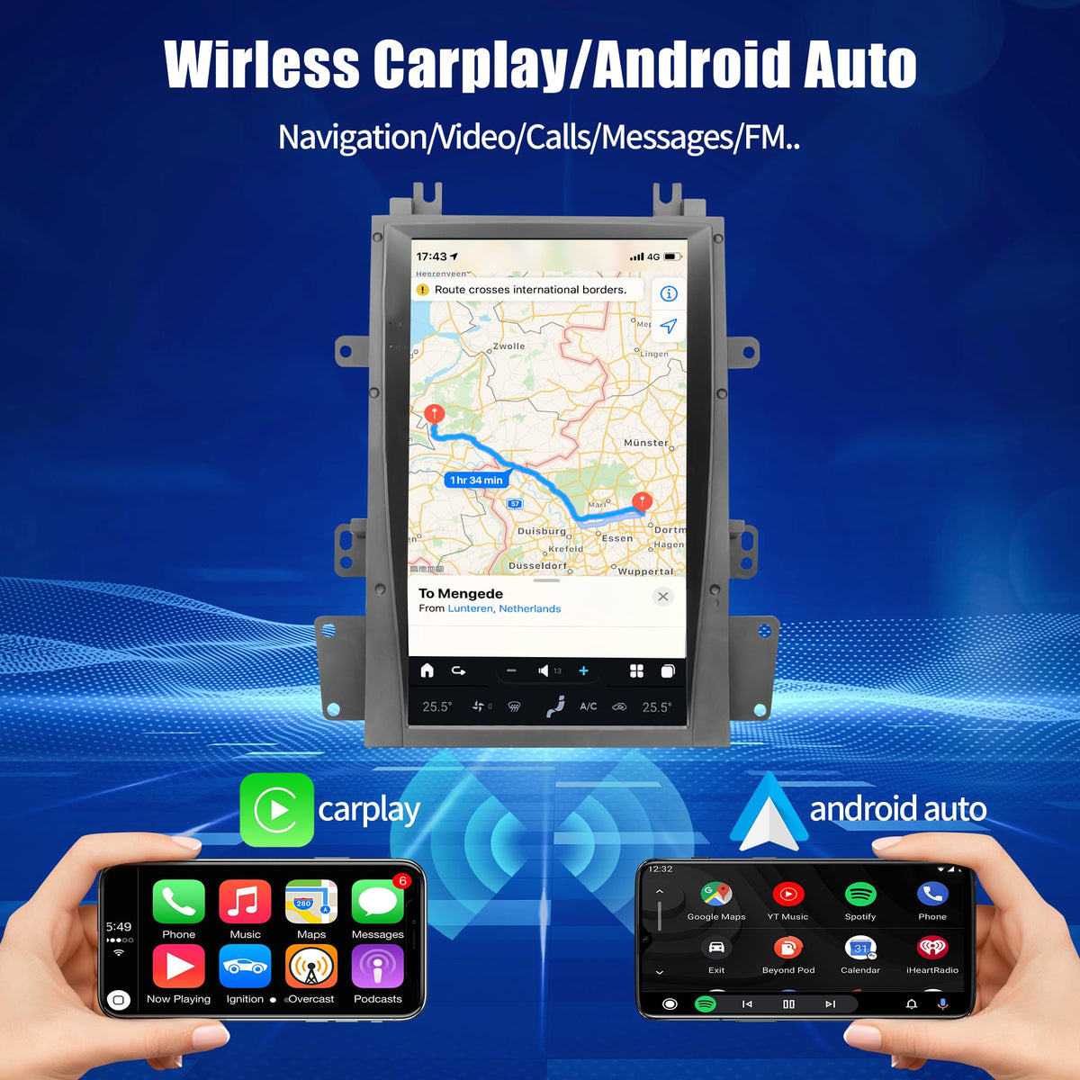 AUCARTUO AuCar Android 13 Car Radio 13.6 Inch Touch Screen Head Unit for Cadillac Escalade 2007-2014 Car Multimedia Stereo Video Player GPS Navigation Wireless Carplay & Android Auto 8+128GB