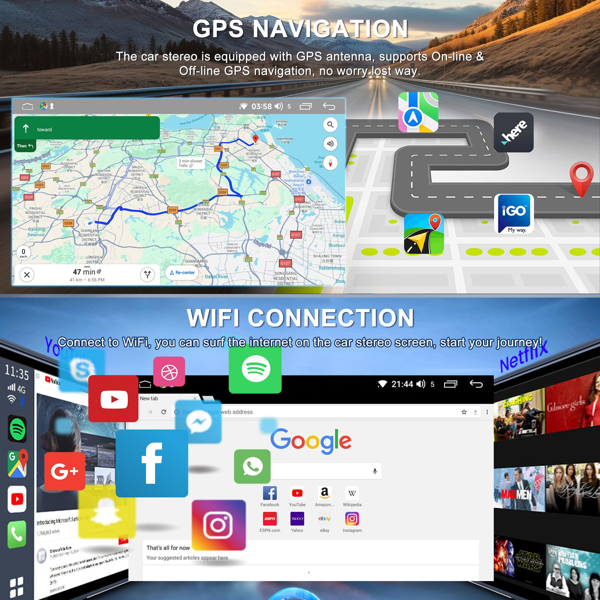 2+64G Car Stereo Radio for Ford Mustang 1994-2004 CarPlay Android Auto