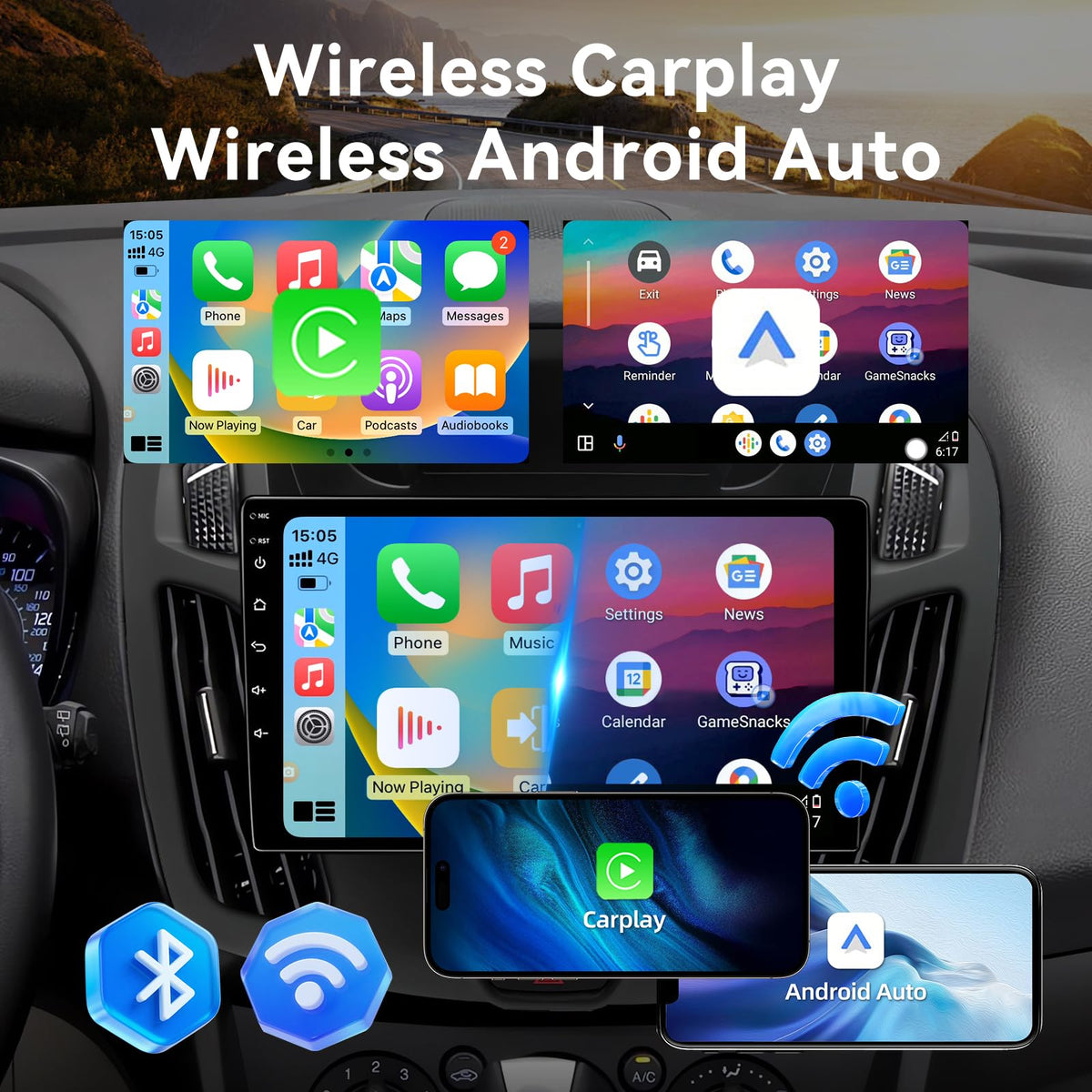 Car Radio Compatible with Ford Transit Connect 2014-2018, Wireless CarPlay