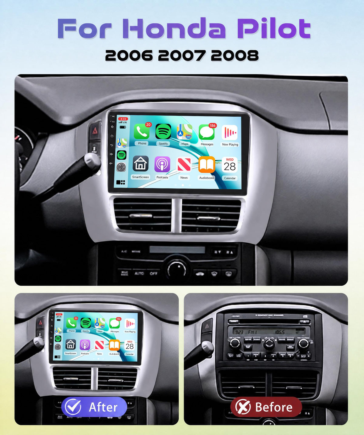 8 Core 6G+128G Android 15 Car Stereo Radio for Honda Pilot 2006 2007 2008
