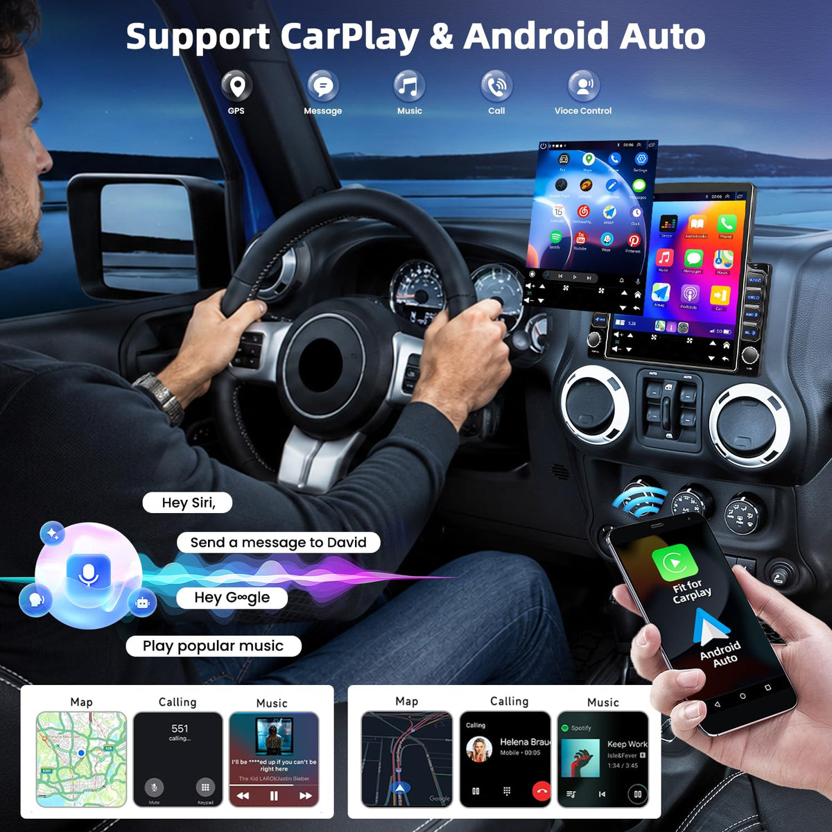 9.7 Inch Car Radio Stereo for Buick Enclave 2008-2012 with Wireless Carplay Android Auto Double Din Head Unit Bluetooth GPS SWC FM/RDS Backup Camera