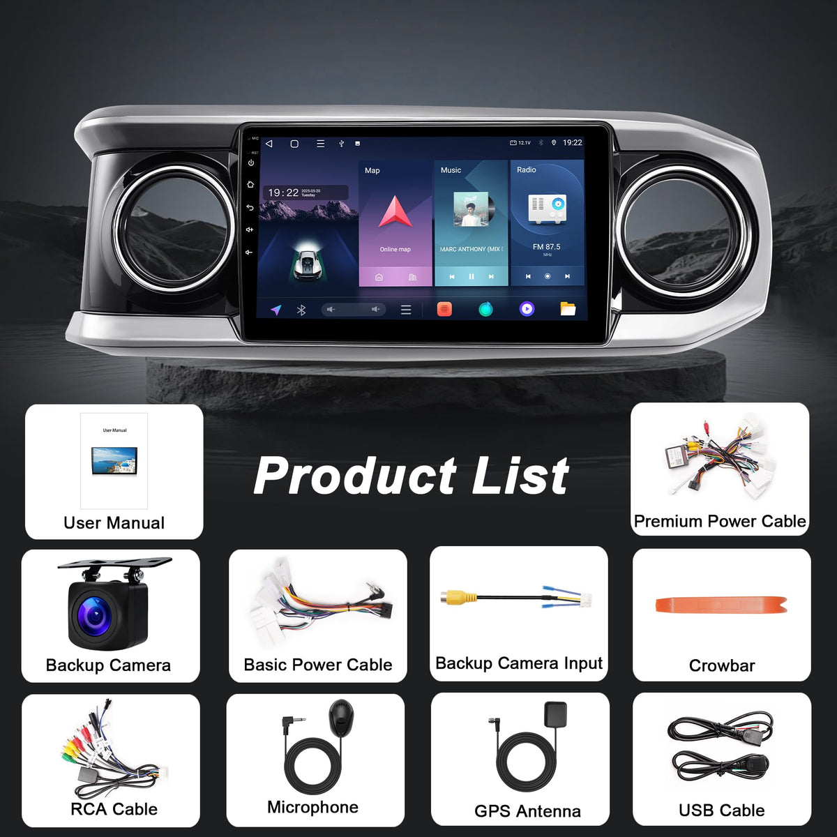 10'' 8Core & 64GB ROM Car Stereo Radio for Toyota Tacoma 2016-2022