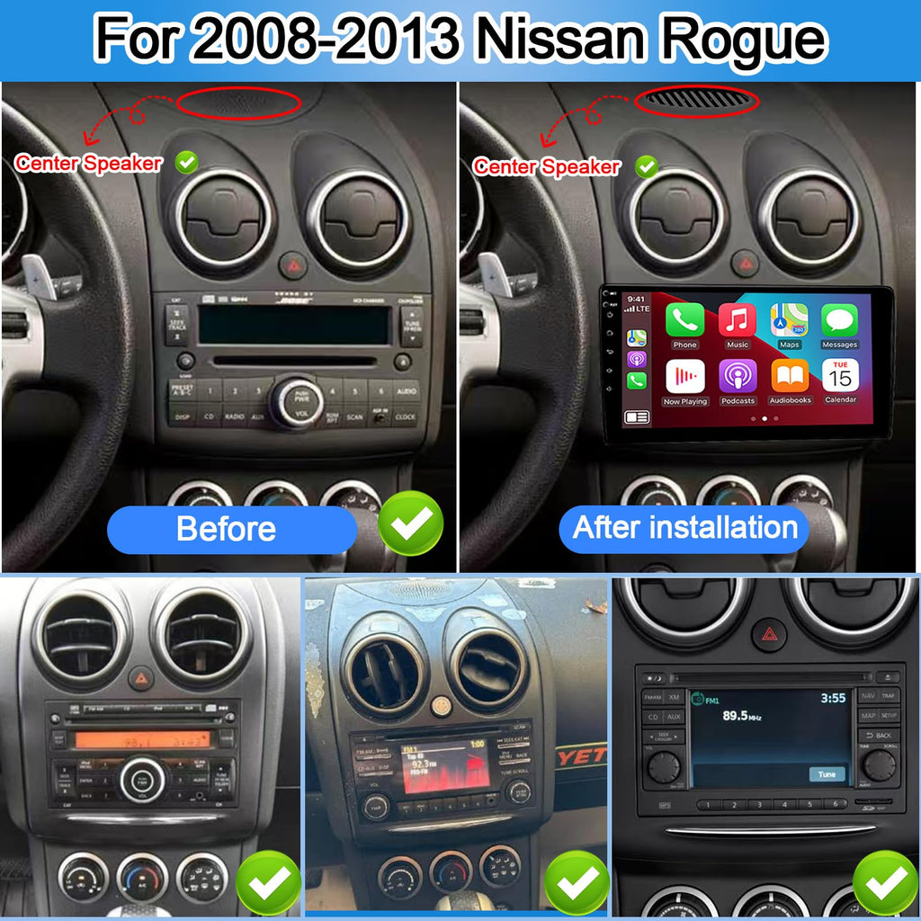2+64G Car Radio for Nissan Rogue 9 inch Touch Screen 2008-2020 Stereo,Wireless Carplay/Andriod Auto/Bluetooth/WiFi//EQ Audio/AM/FM/Navigation/AHD Camera