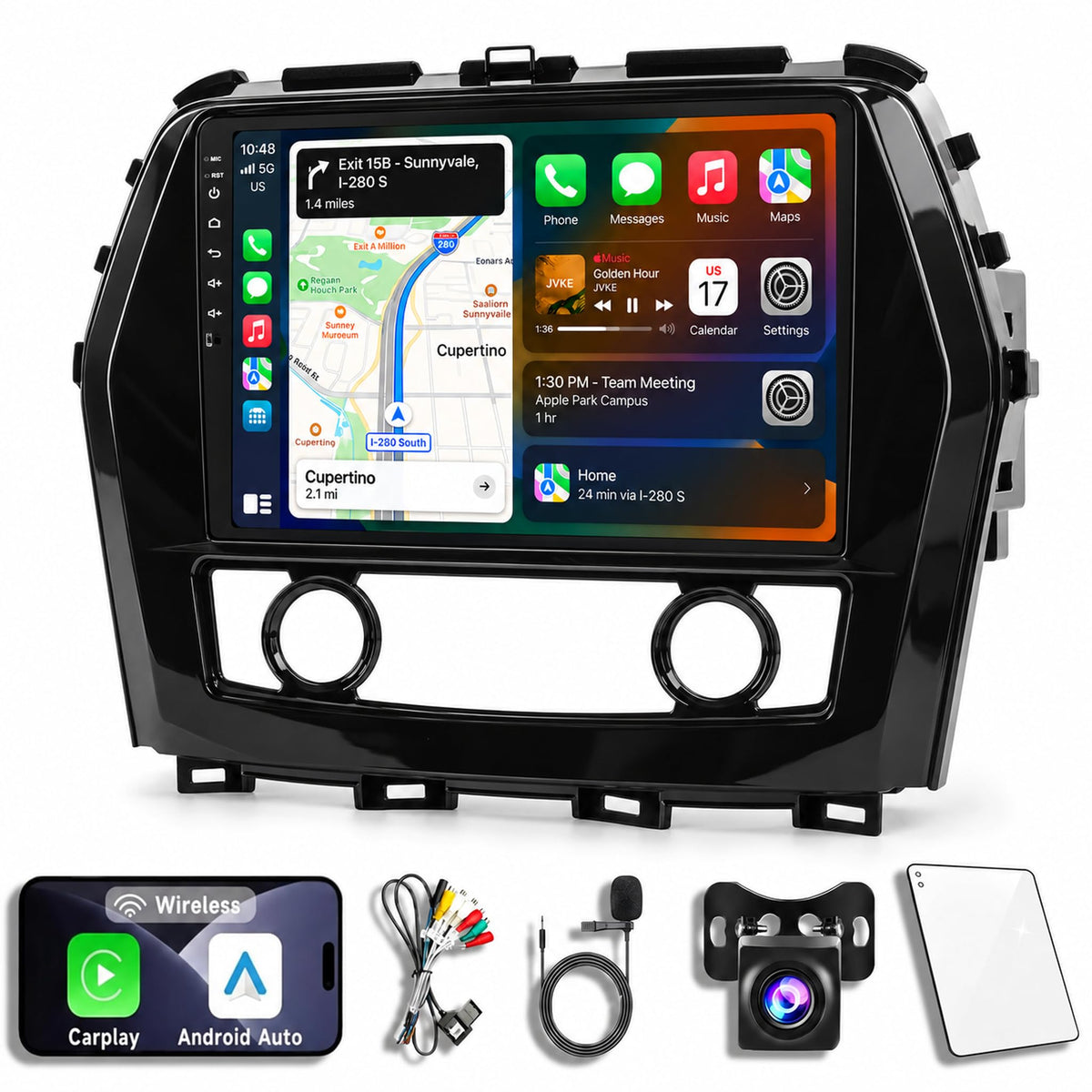 8CORE-4+64GB Android 14 Car Stereo Radio for Chevy Corvette C6 2005-2013, 9-Inch Touchscreen Dash Kit with Wireless CarPlay, Android Auto, GPS Nav, Bluetooth, SWC, WiFi, 5G, DSP, FM, Camera Input
