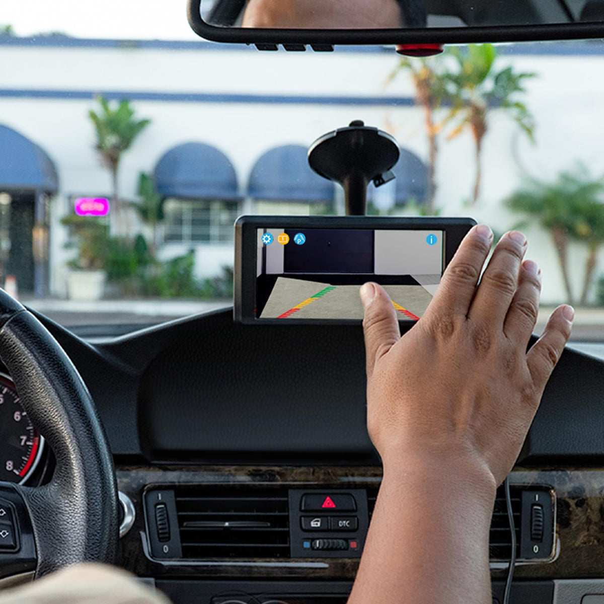 Type S Wireless HD Backup Camera Built into License Plate Frame, Solar Powered Self-Charging, 6" HD Dashboard Monitor with Parking Assistance Lines, Motion Sensor