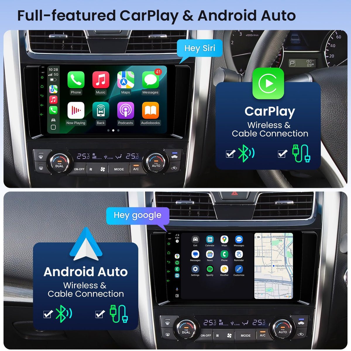 XTRONS Android Car Stereo for Nissan Altima/Teana 2013-2018, 9” IPS Touchscreen Head Unit with GPS Navigation, Built-in DSP, Bluetooth, Wireless CarPlay & Android Auto, 4GB RAM + 64GB Storage