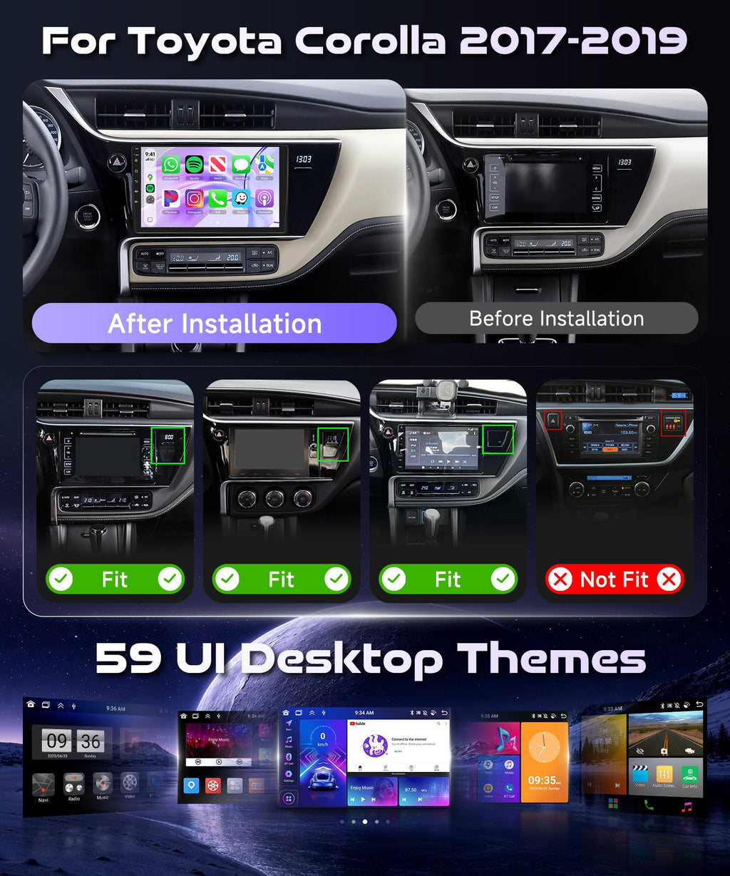 8Core 4G 64G Car Stereo Radio for Toyota Corolla 2017-2019 Wireless CarPlay
